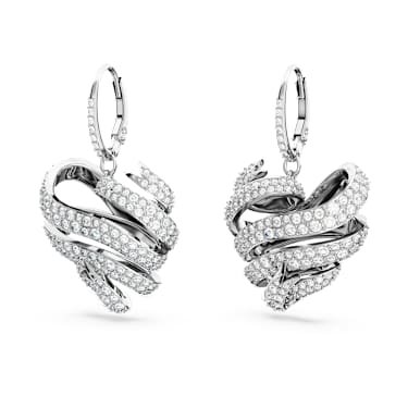 Hyperbola 耳钉, 心形, 白色, 镀铑 - Swarovski, 5652029