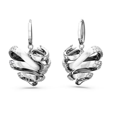 Hyperbola 耳钉, 心形, 白色, 镀铑 - Swarovski, 5652029