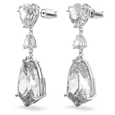 Mesmera drop earrings, Mixed cuts, White, Rhodium plated - Swarovski, 5652038