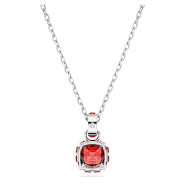 Birthstone 펜던트, 스퀘어 컷, 7월, 레드, 로듐 플래팅 - Swarovski, 5652043