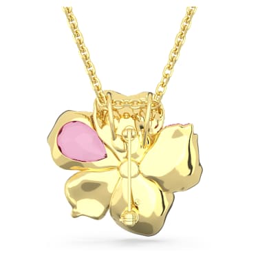 Idyllia 펜던트 및 브로치, 파베, 꽃, 핑크, 골드 톤 플래팅 - Swarovski, 5652068