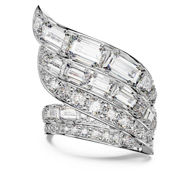 Anel cocktail Hyperbola, Combinação de lapidações, Branco, Lacado a ródio - Swarovski, 5652103