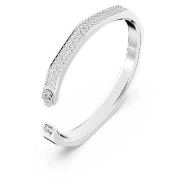 Dextera Armreif, Achteckform, Weiß, Rhodiniert - Swarovski, 5652337