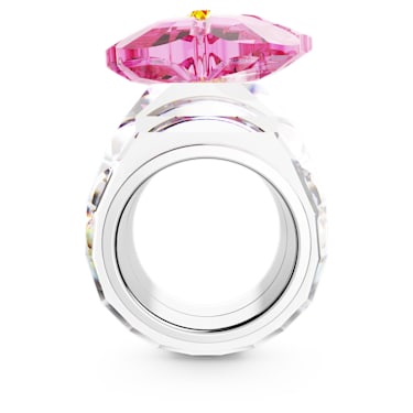 Florere cocktail ring, Flower, Pink, Rhodium plated - Swarovski, 5652457