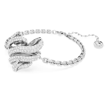 Hyperbola 手鏈, 心形, 白色, 鍍白金色 - Swarovski, 5652789