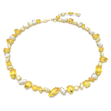 Gema necklace, Mixed cuts, Yellow, Gold-tone plated - Swarovski, 5652800