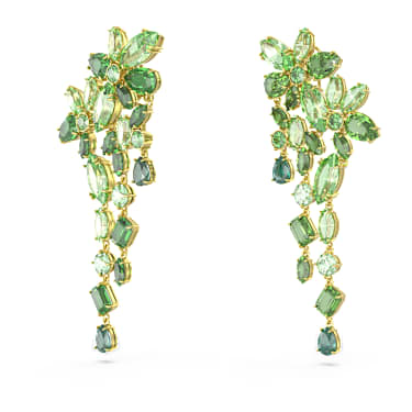 Gema Drop-Ohrhänger, Verschiedene Schliffe, Grün, Goldlegierungsschicht - Swarovski, 5652801