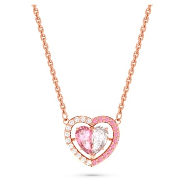 Gema 520 네크리스, 하트, 핑크, 로즈골드 톤 플래팅 - Swarovski, 5653007
