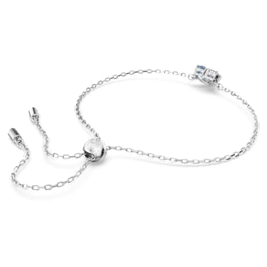 Gema 520 bracelet, Heart, Blue, Rhodium plated | Swarovski