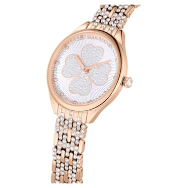 Attract watch, Swiss Made, Clover, Metal bracelet, Rose gold tone, Rose gold-tone finish - Swarovski, 5653347