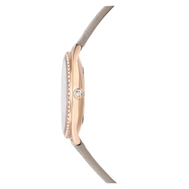 Ročna ura Attract, Izdelano v Švici, Deteljica, Usnjeni jermen, Siva, Prevleka v rožnato zlatem odtenku - Swarovski, 5653350