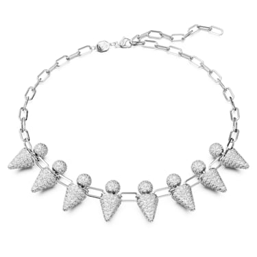 Luna necklace, Moon, White, Rhodium plated - Swarovski, 5653636