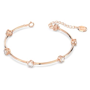 Bracelet-jonc Constella, Coupe ronde, Blanc, Placage de ton or rosé - Swarovski, 5654495