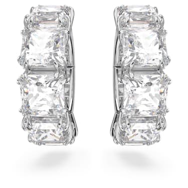 Millenia clip earrings, Square cut, White, Rhodium plated - Swarovski, 5654557