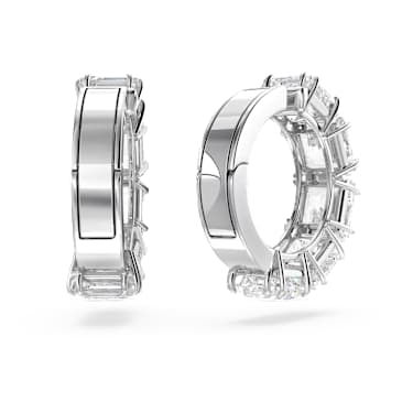 Matrix Ohrclips, Kissenschliff, Weiß, Rhodiniert - Swarovski, 5654557