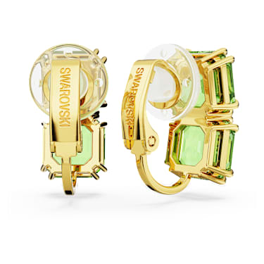 Uhani za pripenjanje Millenia, Kvadratni rez, Zeleni, PVD zlatega odtenka - Swarovski, 5654559