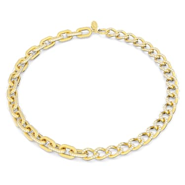 Dextera 项链, 混合連結, 白色, 镀金色调 - Swarovski, 5655436