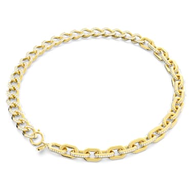 Dextera necklace Mixed links White Gold tone plated Swarovski