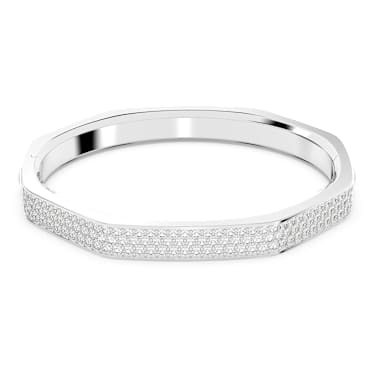 Dextera bangle, Octagon shape, White, Rhodium plated - Swarovski, 5655625