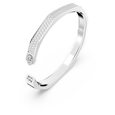 Dextera bangle, Octagon shape, White, Rhodium plated - Swarovski, 5655625
