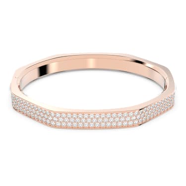 Obročasta zapestnica Dextera, Osemkotna oblika, Bela, Prevleka rožnato zlatega odtenka - Swarovski, 5655627