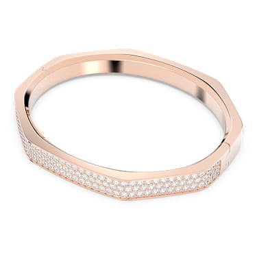 Bracelet-jonc Dextera, Forme octogonale, Blanc, Placage de ton or rosé - Swarovski, 5655627