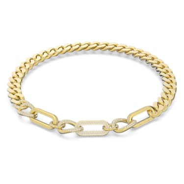 Dextera necklace, Statement, Mixed links, White, Gold-tone plated - Swarovski, 5655647