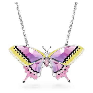 Idyllia pendant, Butterfly, Multicoloured, Rhodium plated - Swarovski, 5655715