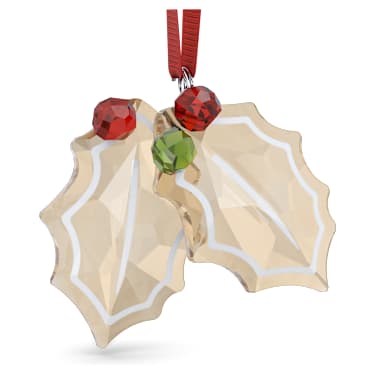 Holiday Cheers Gingerbread Holly Leaves Ornament - Swarovski, 5656277