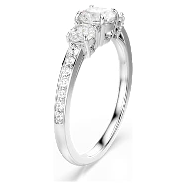 Anello Stilla Attract, Taglio Round, Bianco, Placcato color argento - Swarovski, 5656291