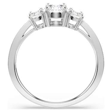 Anello Stilla Attract, Taglio Round, Bianco, Placcato color argento - Swarovski, 5656291