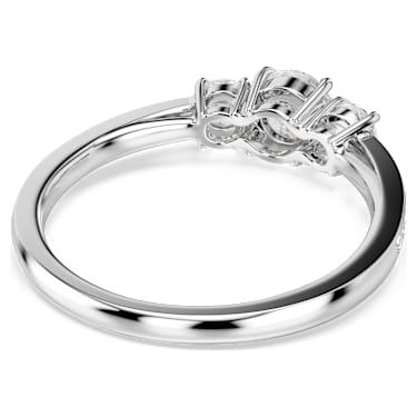 Anello Stilla Attract, Taglio Round, Bianco, Placcato color argento - Swarovski, 5656291