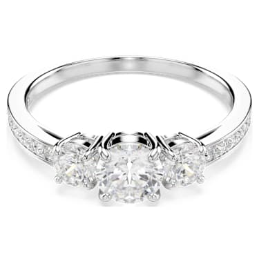 Stilla Attract ring, Round cut, White, Silver-tone finish - Swarovski, 5656292
