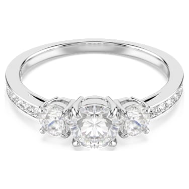 Stilla Attract ring, Round cut, White, Silver-tone finish - Swarovski, 5656292