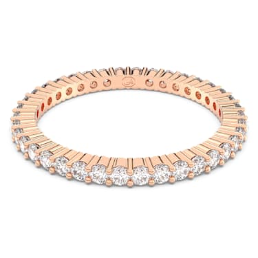 Matrix Vittore 戒指, 圓形切割, 白色, 玫瑰金色潤飾 - Swarovski, 5656301