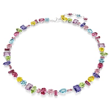 Gema necklace, Mixed cuts, Multicoloured, Rhodium plated - Swarovski, 5656397