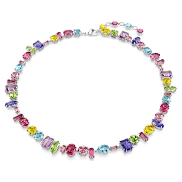 Gema necklace, Mixed cuts, Multicolored, Rhodium plated - Swarovski, 5656397