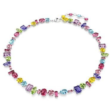 Gema necklace, Mixed cuts, Multicoloured, Rhodium plated - Swarovski, 5656397
