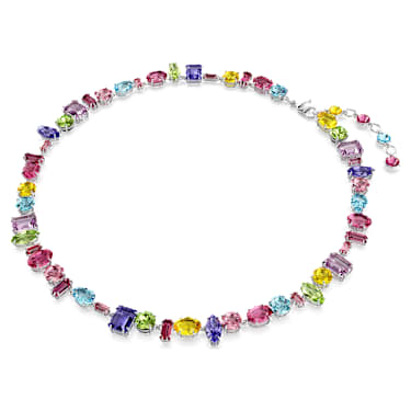 Verižica Gema, Mešani rezi, Večbarvna, Prevleka iz rodija - Swarovski, 5656397