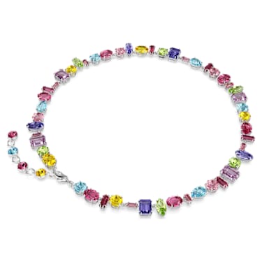 Gema necklace, Mixed cuts, Multicolored, Rhodium plated - Swarovski, 5656397
