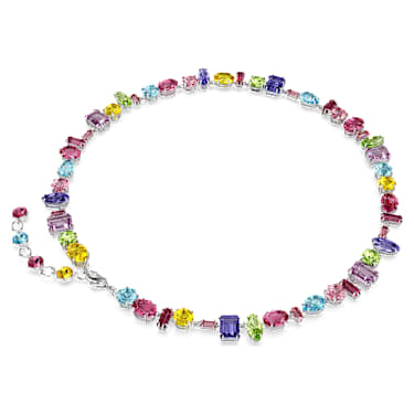 Verižica Gema, Mešani rezi, Večbarvna, Prevleka iz rodija - Swarovski, 5656397