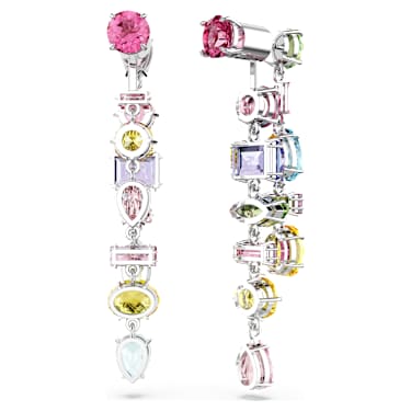 Gema Drop-Ohrhänger, Asymmetrisches Design, Verschiedene Schliffe, Lang, Mehrfarbig, Rhodiniert - Swarovski, 5656417
