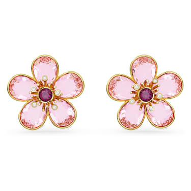 Idyllia 耳钉, 花朵, 粉红色, 镀金色调 - Swarovski, 5656635