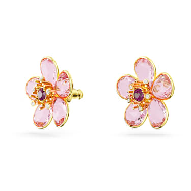 Idyllia 耳钉, 花朵, 粉红色, 金色饰面 - Swarovski, 5656635