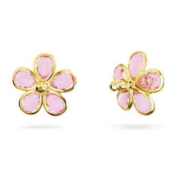 Clous d'oreilles Idyllia, Fleur, Roses, Placage de ton or - Swarovski, 5656635