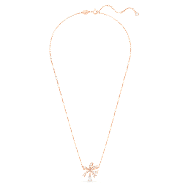 Hyperbola necklace, Bow, Small, White, 18K rose gold finish - Swarovski, 5656741