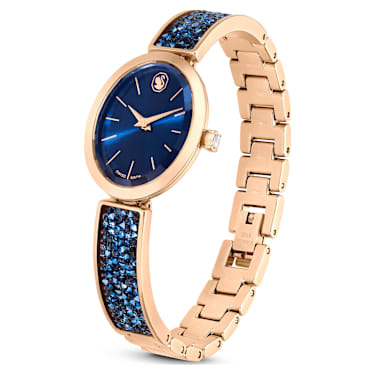 Crystal Rock Oval 워치, 스위스 메이드, 크리스털 브레이슬릿, 블루, 로즈 골드 톤 피니시 - Swarovski, 5656822