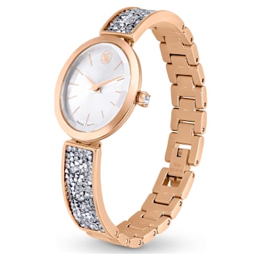 Crystal Rock Oval Uhr, Schweizer Produktion, Kristallarmband, Roséfarben, Roségoldfarbenes Finish - Swarovski, 5656851
