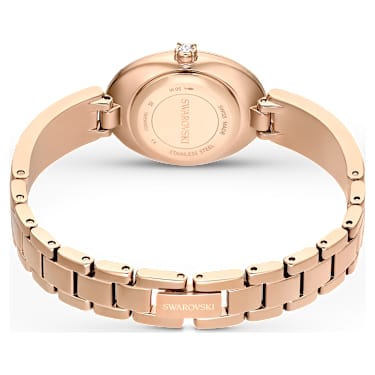 Crystal Rock Oval watch, Swiss Made, Crystal bracelet, Gray, Rose gold-tone  finish