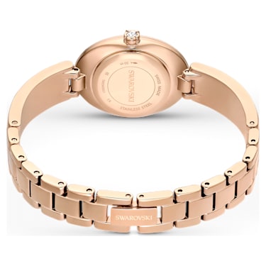 Crystal Rock Oval watch, Swiss Made, Metal bracelet, Grey, Rose gold-tone finish - Swarovski, 5656857
